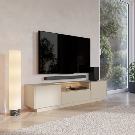 Mobile Porta tv Kakaha, un Cassetto, 2 Ripiani, 2 Ante, 176x40x43h cm Beige (1/5)
