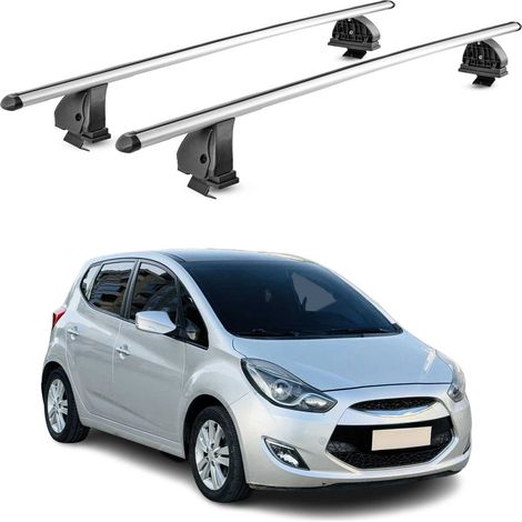 OMAC Aluminium Dachträger Querträger für Hyundai ix20 2010-2019 – TÜV / DIN 75302:2019 – Abschließbar – T-Nut – Max. 75 kg – 2 Stangen – Silber (1/5)