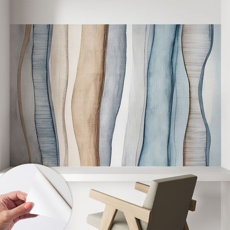 Papier peint autocollant Mural avec colle pour salon et chambre Décoration murale rapide Rayures abstraites 104x70 cm (1/5)