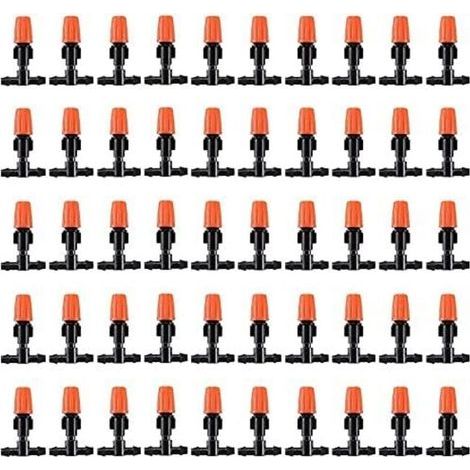 100pcs goutteurs d'irrigation à débit réglable Micro Spray, têtes de brumisateur d'irrigation goutte à goutte réglables pour jardin (1/4)