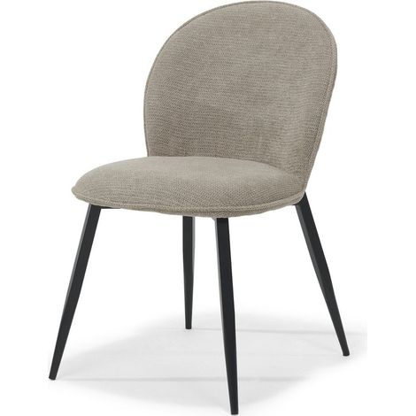 Chaise Cuba en Tissu Aragon Beige - Fauteuil Confortable pour Salon, Chambre et Bureau - PANGIVO (1/2)