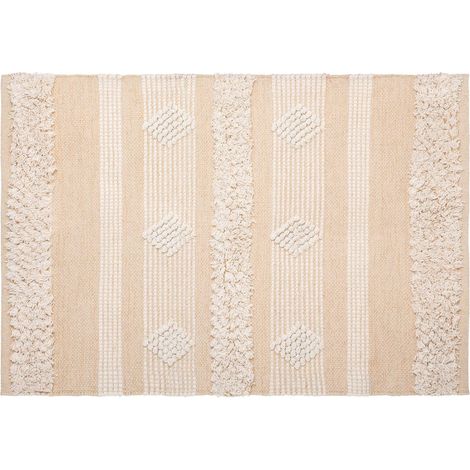 Dekoteppich beige Cot Sand, Baumwolle, Boho, 60 x 90 cm (1/2)