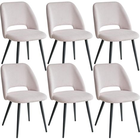 6er-Set Esszimmerstühle mit Cordbezug und Hohlrücken, Beige (1/5)