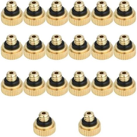 Lot de 20 0.4 mm Buse de Brumisation en Laiton, Buse de Pulvérisation de Brumisation à Économie D'eau, pour Système de Refroidissement Extérieur, Serre (1/5)