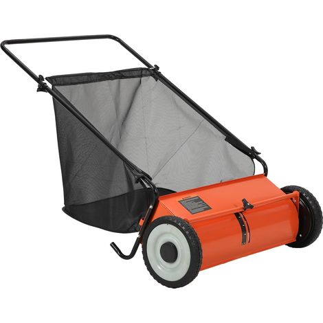 Chariot ramasse-feuilles manuel 53 cm, sac de collecte inclus, structure acier solide, dimensions 63,5x142x75 cm, adapté aux jardins et terrasses