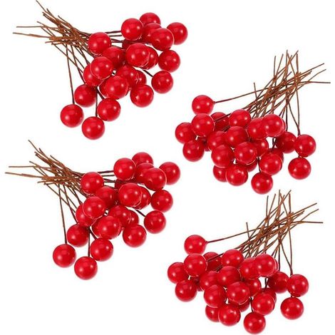 Berries Lot de 100 baies artificielles 10 mm pour sapin de Noël Décoration artisanale Rouge (1/5)