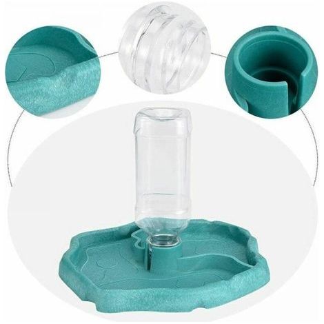 BUNTHAUS 1PC Fontaine à eau pour tortues - Mangeoire 2 en 1 - Anti-déversement - Bleu - Mangeoire automatique pour reptiles