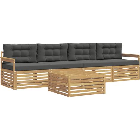 Outdoor Sofa Set 5 pcs White and Anthracite Solid Acacia Wood vidaXL (1/5)
