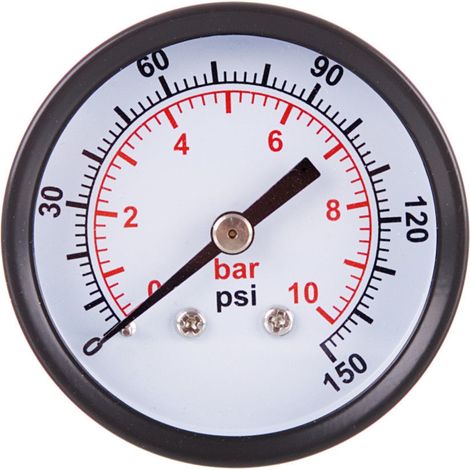 Manometer-Druckanzeiger mit Uhr, 50 mm, 1/4 Zoll, 0-10 bar für Pneumatik
