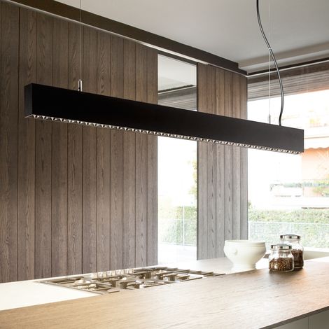 Supporto Lineare Steel Alluminio Nero 2 Luci 36W 3000K Luce Calda (1/2)