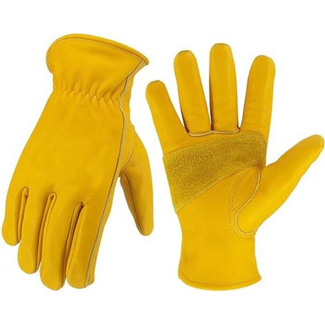 Lot de 2 gants de protection en cuir – Résistants à la chaleur – Taille M – Perforation et coupure – Pour jardinage, soudure, four (1/5)