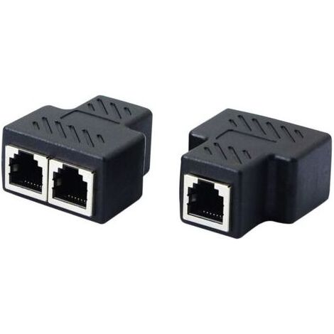 Répartiteur de prise téléphonique RJ11 femelle vers 2 femelles 6P6C coupleur en ligne adaptateur d'extension de téléphone pour télécopieur fixe (1 à 2) 2pcs (1/4)