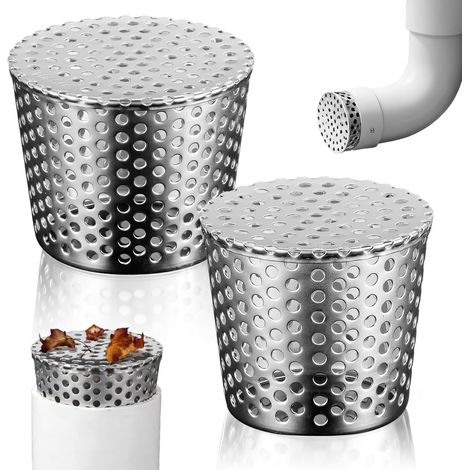 2 Pièces Tailles 85-100 mm et 90-110 mm en Acier Inoxydable Grille Gouttière Anti Feuilles Crapaudine de Gouttière Filtre Gouttiere pour Toiture, Canalisations de Pluie et Tuyaux de Décharge (1/5)