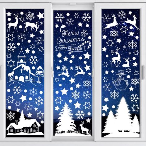 MINKUROW 9 Fogli Adesivi Per Finestre Di Natale, Fiocchi Di Neve Adesivi Per Finestre Decorazioni Natalizie Adesivi Per Finestre Di Natale Adesivi Per Finestre Di Natale In Pvc Elettrostatico Riutiliz (1/5)