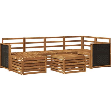 Set di divani da esterno 6 pz Naturale Legno di Acacia Massello vidaXL (1/5)