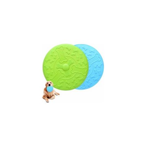2 Pièces Frisbees pour Chien,Disque ChienØ 18.5 cm,Frisbee pour Animaux,Disque Volant en Caoutchouc pour Jeux Sport Exercice Activité et Jeu en Plein(Bleu,Vert) (1/5)