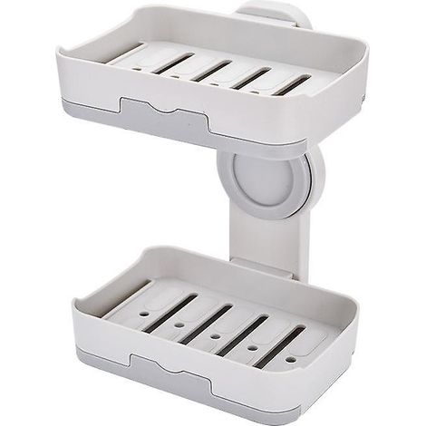 Porte-savon créatif double amovible avec évacuation, porte-savon de salle de bain non poreux (gris, 12,28). (1/5)
