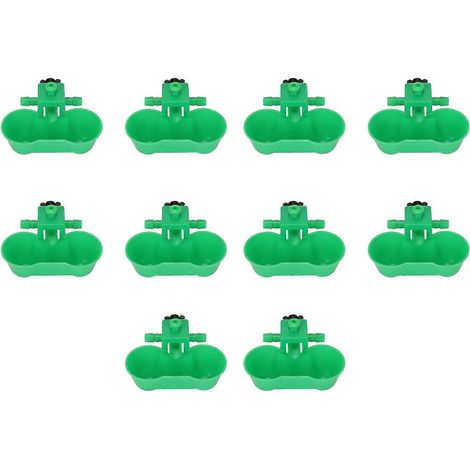 Lot de 10 abreuvoirs automatiques à double gobelet pour volailles, économes en eau et portables. (1/3)