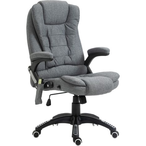 Chaise de Bureau Massante Vinsetto Ergonomique avec Réglage en Hauteur Fauteuil de Chef Design Gris 67x74x116-126cm (1/5)
