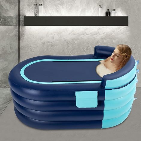 Aufblasbare Badewanne für Erwachsene, mit elektrischer Pumpe und Abfluss, zusammenklappbar, tragbar, abnehmbar, schnelle Installation in 1 Minute, geeignet für Spa im Badezimmer zu Hause