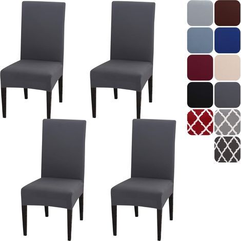 Set of 4 stretch chair covers for dining room chairs, removable and washable chair protectors, decorative chair covers for home, kitchen, hotel, restaurant, banquet, wedding, party (1/5)