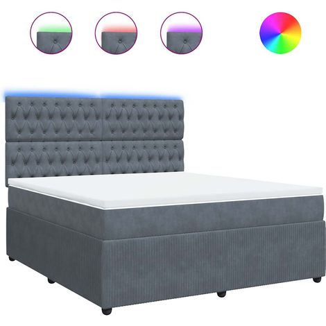 Maison Exclusive - Giroletto a Molle con Materasso Grigio Scuro 180x200 cm Velluto