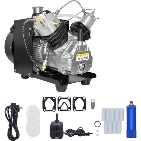 Compresseur d'air, pression réglable et arrêt automatique, design à double cylindre, refroidissement par ventilateur et eau, système de filtration à 2 étages, TXEDM041, 220V (1/2)