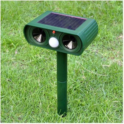 Repellente per animali a ultrasuoni per esterni, repellente per gatti a ultrasuoni, allarme sonoro e visivo, ricarica solare. (1/4)