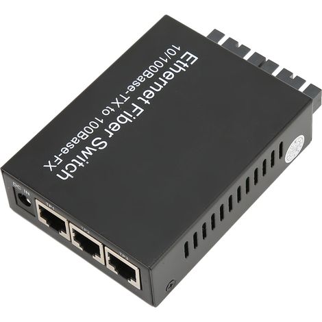 Tx1310nm SC Dual-Singlemode-Glasfaser-Medienkonverter, 100 Mbit/s, Glasfaser-Transceiver bis zu 25 km Reichweite, RJ45-Anschluss, 100–240 V EU-Stecker (1/5)