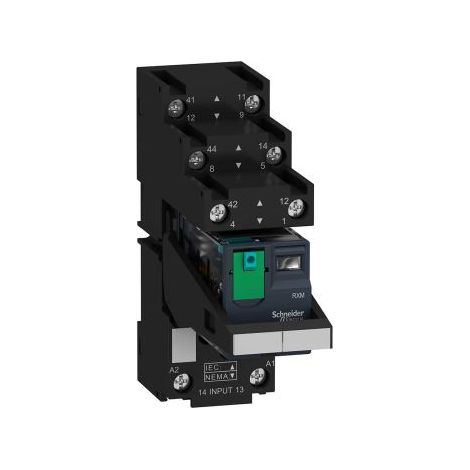 Zelio Relay RXM relais sur embase cont séparés 2OF 12A test+DEL 24VDC SCHNEIDER RXM2AB2BDPVS