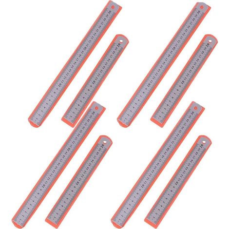 Ensemble de 8 règles en acier inoxydable, outil mesure double (1/5)