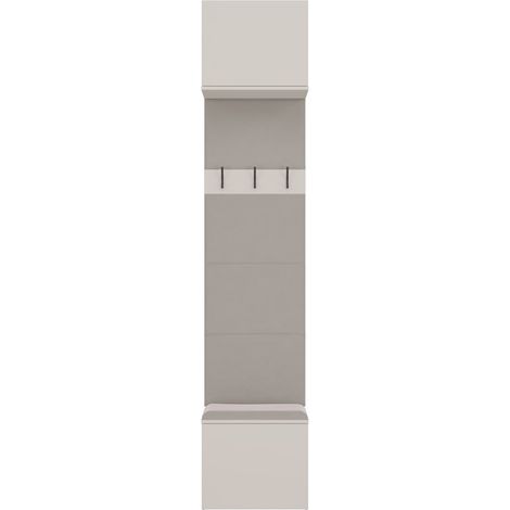 HAGA - Perchero con 3 ganchos - Guardarropa de entrada con asiento 238 x 50 x 35 cm - Beige cachemira