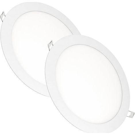 Set of 2 round LED recessed spotlights, 18W, 1500 lumens, extra-flat 13mm, hole diameter 200-205mm, neutral white (1/5)
