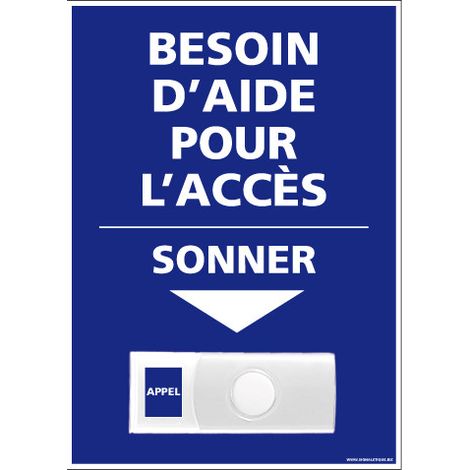 Panneau de signalisation APPEL RAMPE D'ACCES + Sonnette intégrée (G1110) - Plastique PVC 1,5 mm - 150 x 210 mm