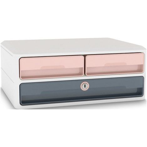 Module de classement Cep MoovUp 3 tiroirs avec serrure et poignées - rose (1/2)