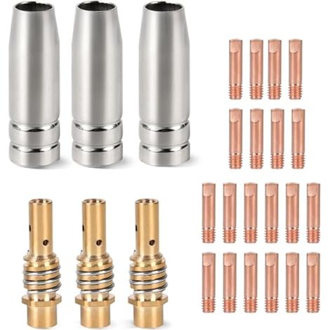 26 pièces d'usure pour équipement de soudage MIG/MAG avec 20 buses de contact, 3 buses à gaz, 3 diffuseurs pour AK15/MB15 (1/5)