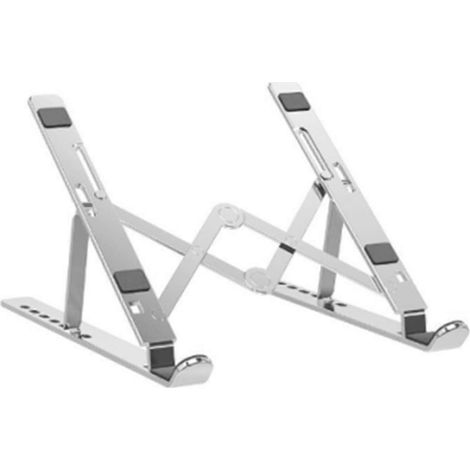 Support pour ordinateur portable pliable, portable et réglable en alliage d'aluminium avec système de refroidissement intégré pour bureau. (1/4)