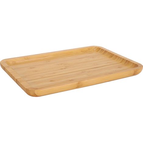 Rechteckiges Serviertablett aus Bambus, ideal zum Aufbewahren von Lebensmitteln, Obst und Kuchen in der Küche. (1/5)