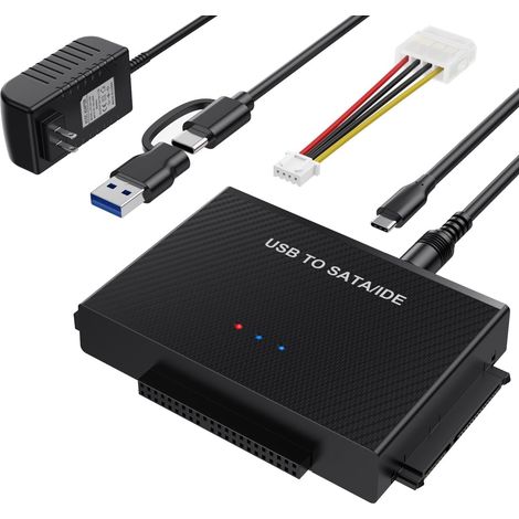 1 Adaptateur IDE SATA vers USB 3.0, Type C, transfert 5 Gbit/s, pour disque dur 2,5 3,5 pouces, lecteur optique 5,25 pouces (1/5)