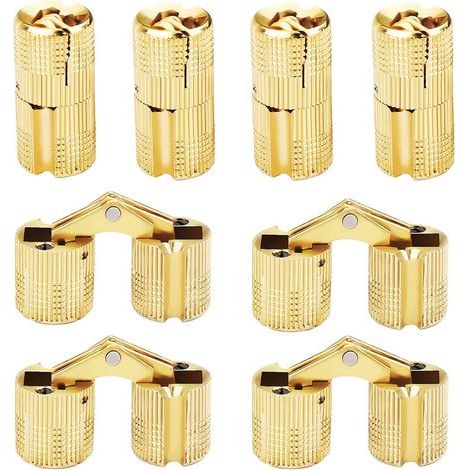 8pcs Cylindrical Hinges Brass Hidden Hinge 180° Opening Angle Invisible Barrel Hinge Replacement for DIY Jewelry Box Hand (1/5)