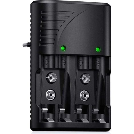 Universel Chargeur de Piles AA/AAA/9V, Rapide Chargeur 6802 pour AA/AAA NI-MH ou 9V Piles Rechargeables avec Indicateur LED, 100-240V Tension Mondiale, Ensoleillé (1/5)