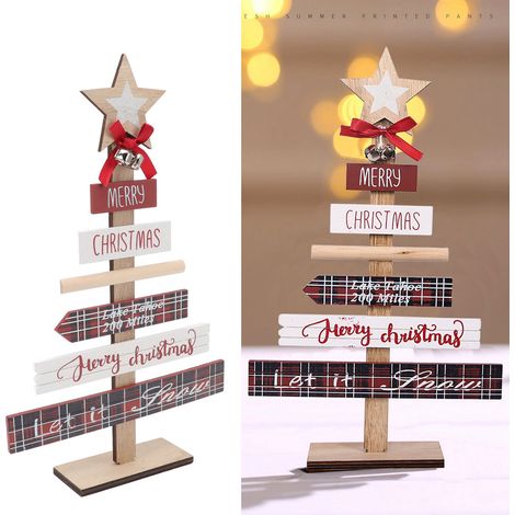 Nouvelles décorations de sapin de Noël en bois peint, ornements de bureau à assembler soi-même, accessoires de décoration de Noël (ornements de sapin de Noël rouges) (1/5)