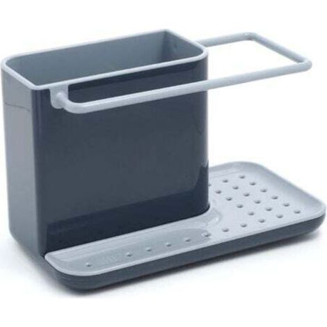 Organizzatore per lavello con scolapiatti integrato, porta spugna, porta spazzola, porta detersivo e porta strofinaccio, rimovibile, misura standard, grigio (1/4)