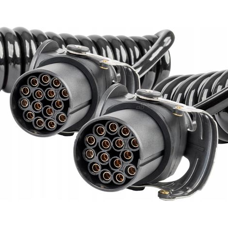 Cable espiral para remolque TIR 2x 15 pines 5m 24V amio-04382 (1/5)