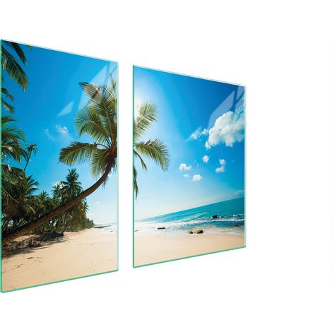 ASSIETTE EN VERRE et PLANCHE À DÉCOUPER 100x52 PLAGE (1/5)