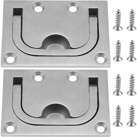 2 Trappes Affleurantes pour Bateaux Poignée Marine en Acier Inoxydable Trappe Encastrée pour Bateau Poignée de Traction Encastrée avec 8 Vis pour Casier d'armoire Marine Yacht Boat (1/5)