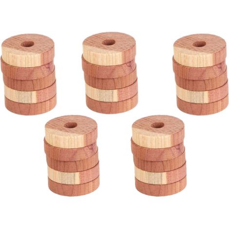 Juego de 30 anillos de cedro de 4x1 cm, madera natural para armarios, a prueba de polillas y resistentes a los olores, bloques de almacenamiento de ropa. (1/5)