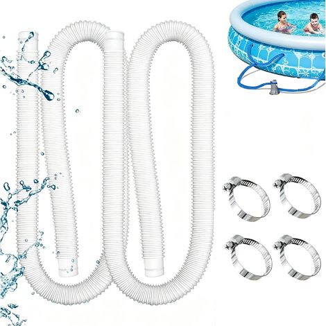 Tuyau piscine 32mm,2 Pièces Tuyau de Rechange pour Piscine,100cm Tuyau Aspirateur Piscine avec 4 Colliers,Tuyau pour Piscine Hors Sol pour Piscines Hors Sol,Pompes de Filtration et Aquariums(Blanc) (1/5)