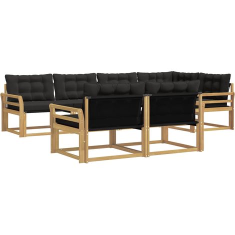 Conjunto de sofás de exterior 7 uds. Blanco y Negro vidaXL (1/5)