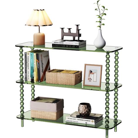 Table Console étroite en Acrylique à 3 étages avec Rangement, Table d'entrée Moderne du Milieu du siècle pour Salon, Couloir (Vert, Bas) (1/5)